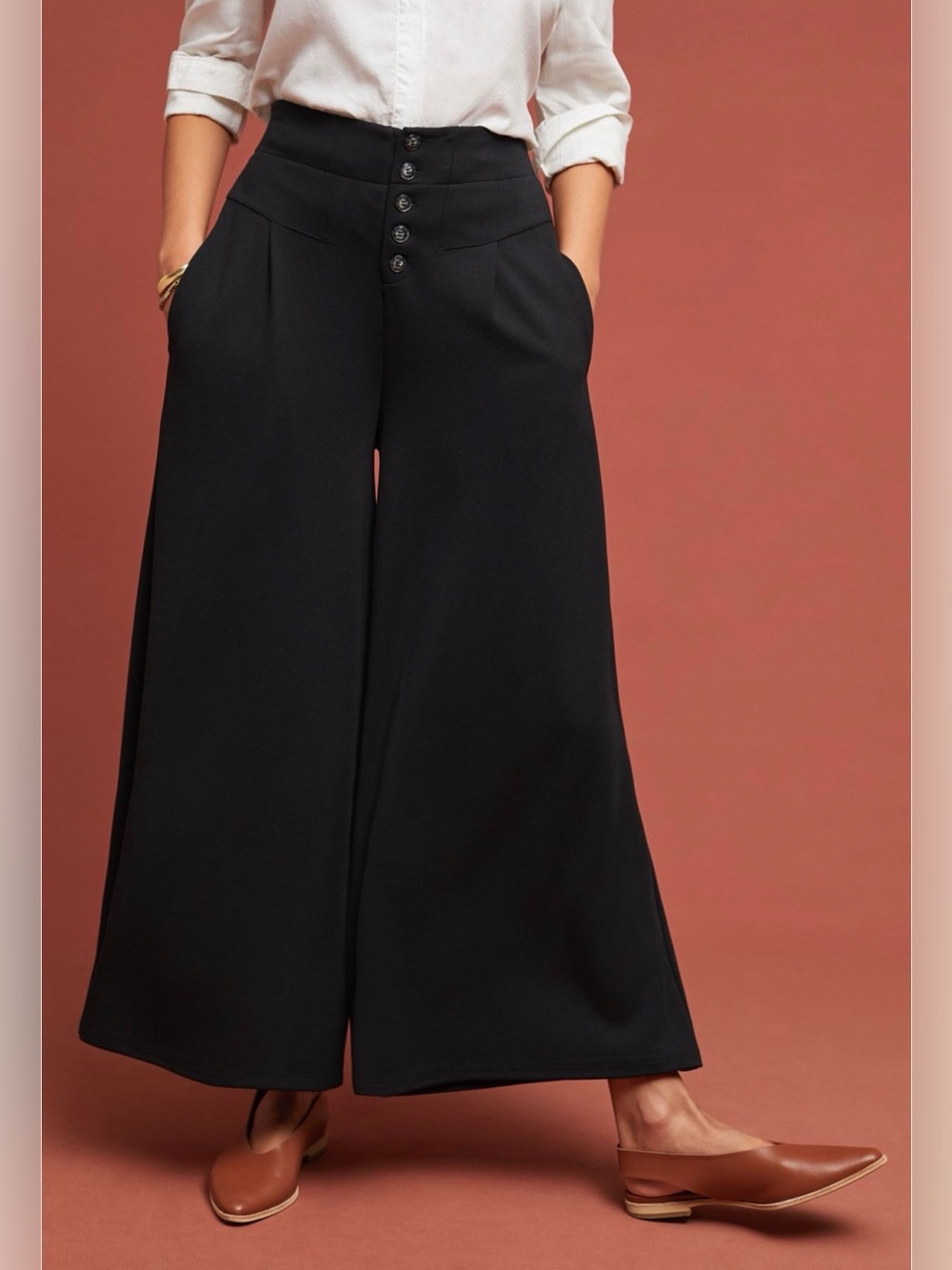 Anthropologie Ettawa Lucerne Wide Leg Pants Black XS